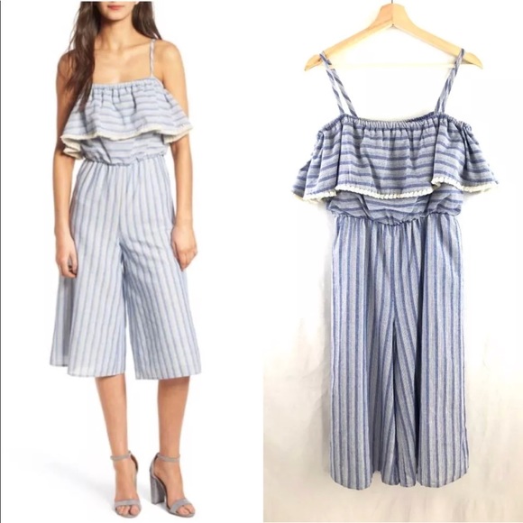 Dee Elly Pants - Dee Elly Jumpsuit Fringe Ruffle Popover Stripe